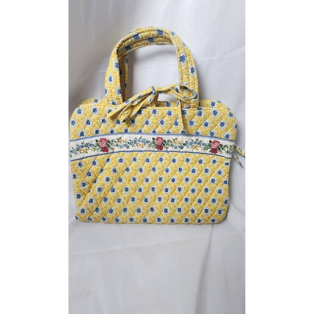 Vera Bradley Yellow Floral Quilted Makeup Bag Retired Travel Cosmetic Case